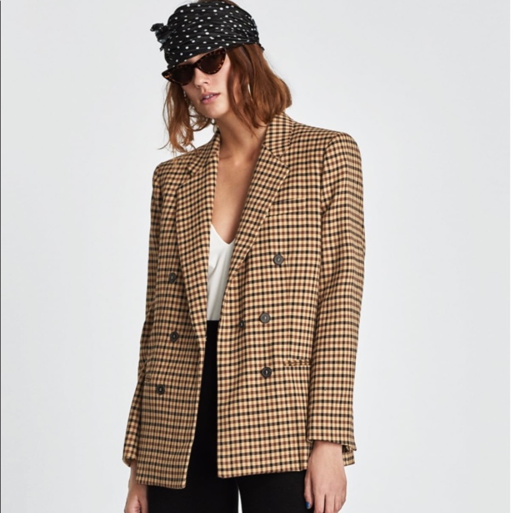 Zara structured check blazer.
